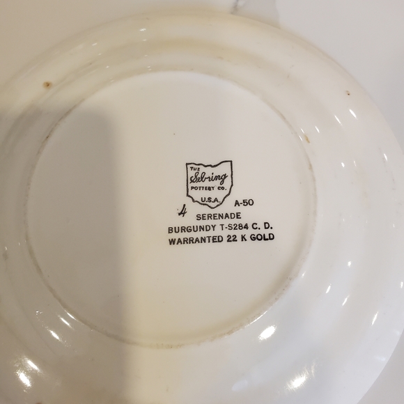 Sebring Pottery Serenade Maroon & 22 Kt. gold trim plates (4) - Picture 6 of 15
